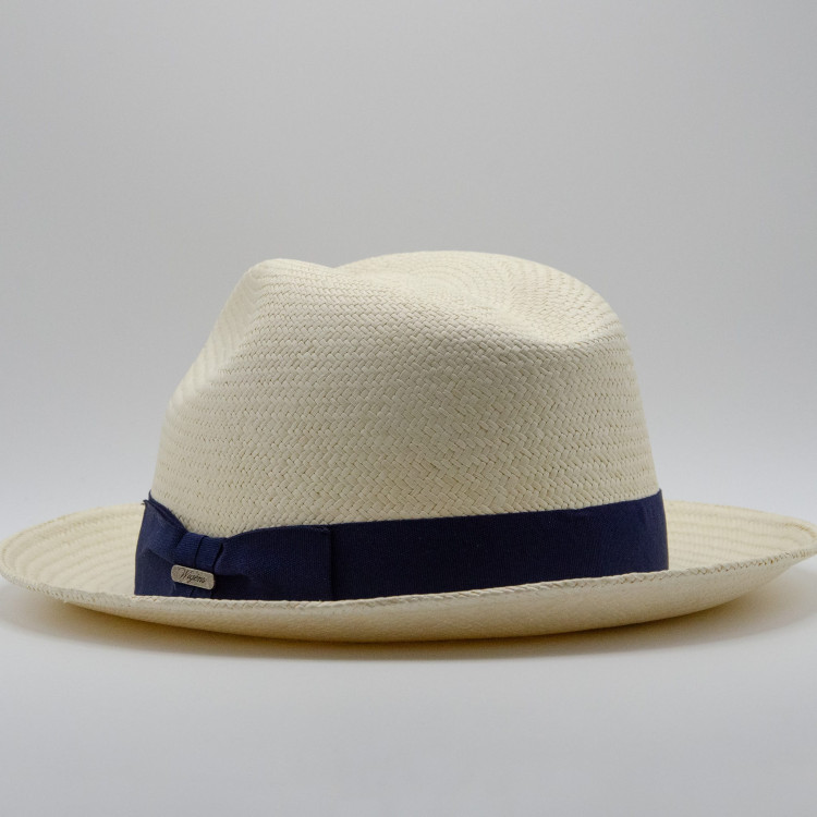 Wigéns Panama Hat med marinblått hattband från sidan