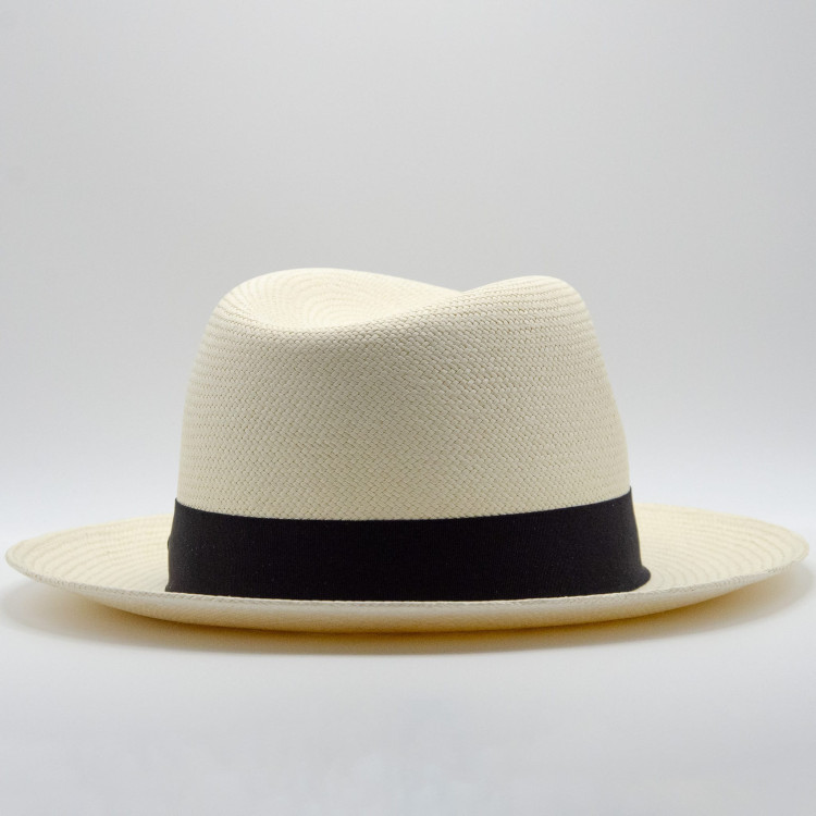 Wigéns Panama Hat Natur med svart hattband snett från sidan