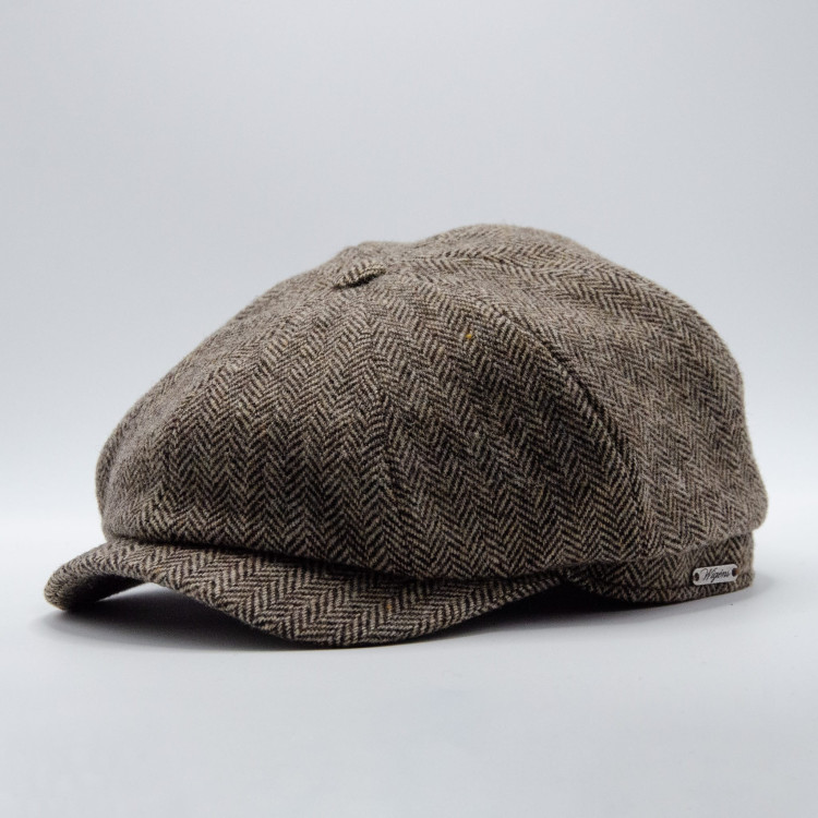 Brunmelerad Wigéns News Boy Classic Cap snett framifrån
